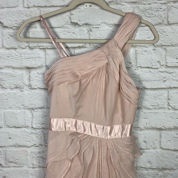 Adrianna Papell Tiered Chiffon One Shoulder Gown 0 - Picture 4 of 11